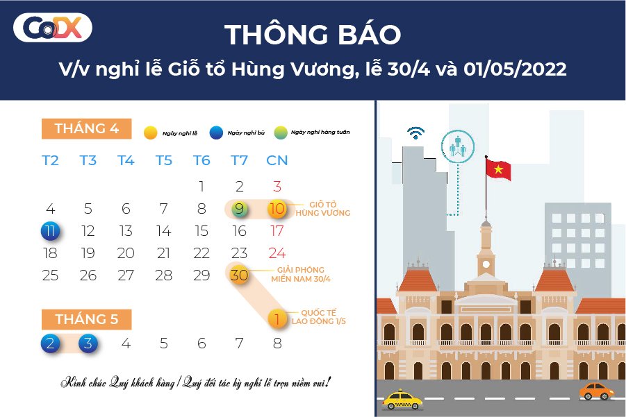 Lịch nghỉ lễ 2022