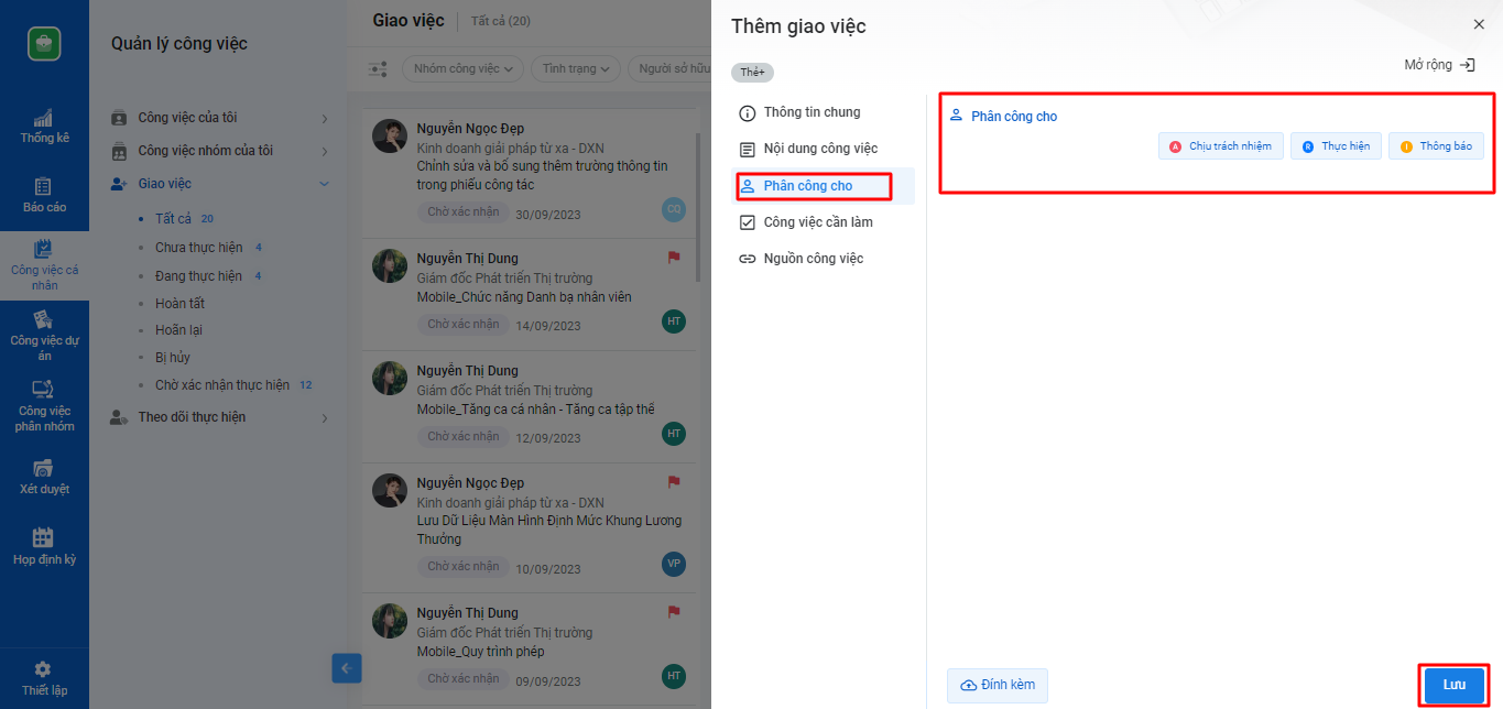 Phân công công việc