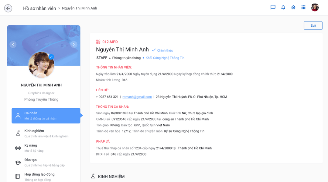 Quản lý hồ sơ nhân viên